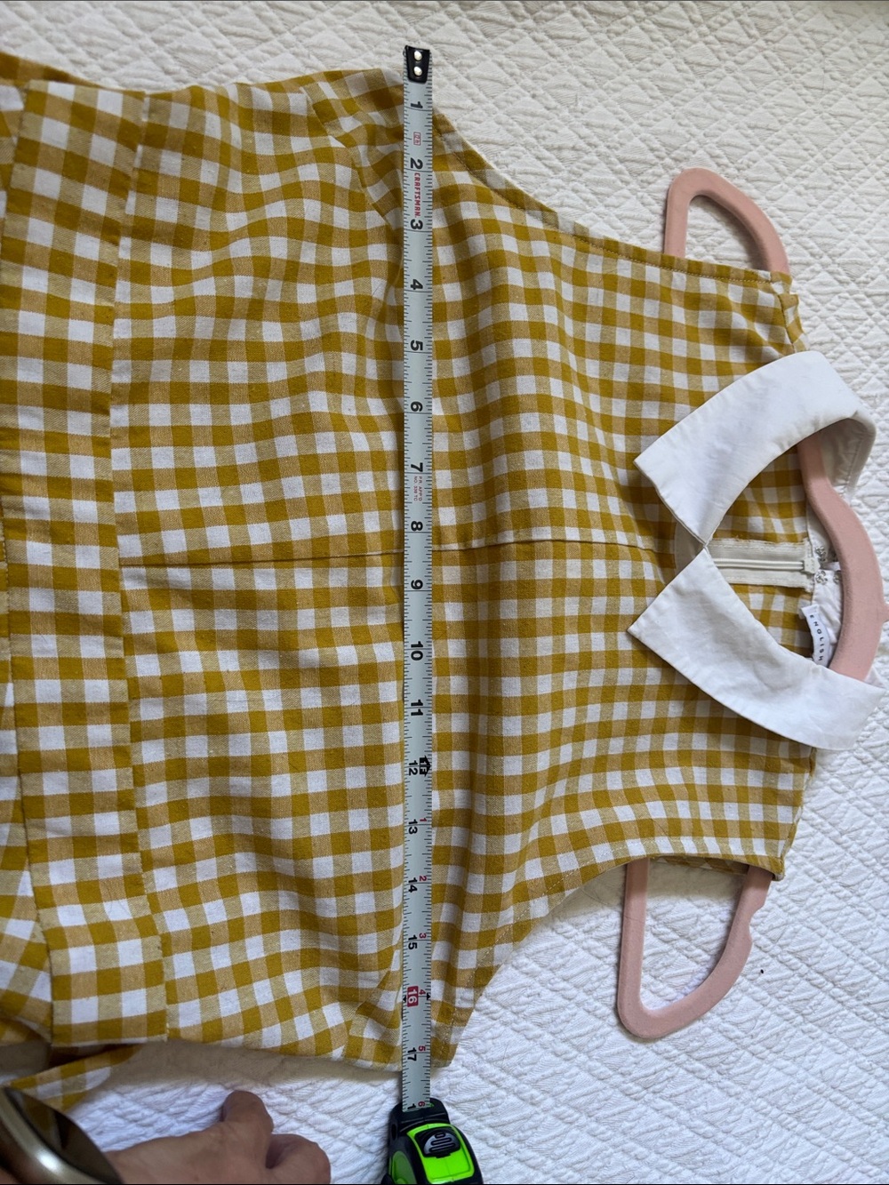 English Factory Yellow Gingham Dress with White Collar - Picture 5 of 6